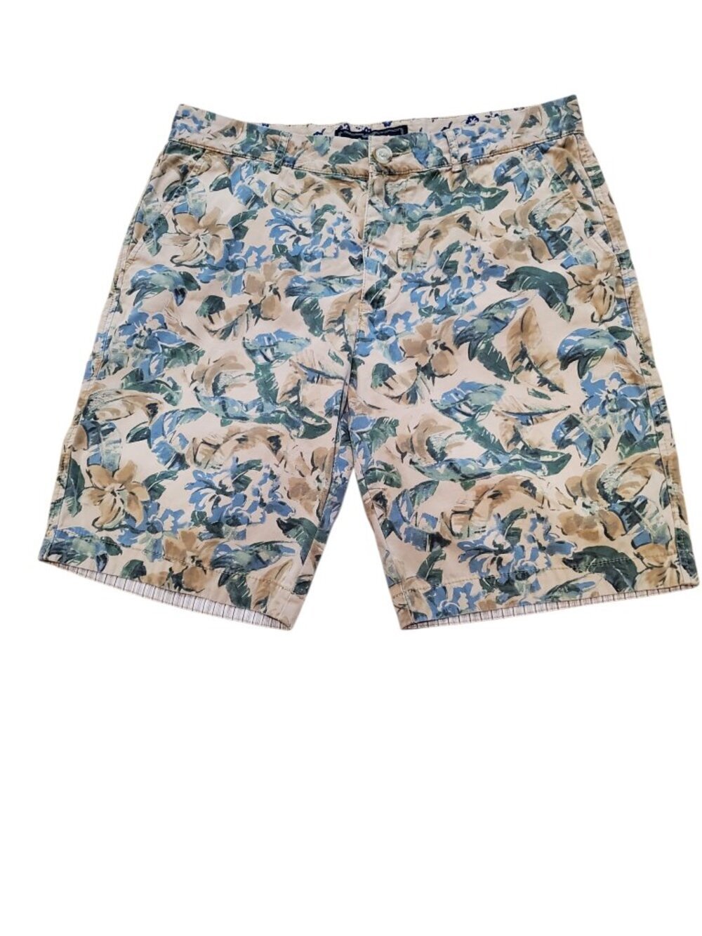 HALSEY 1944 Chino Shorts Tropical Floral Tan Green Blue SZ 34